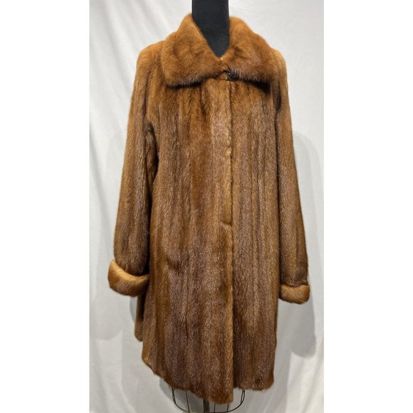golden mink / amber 7/8 coat A-line w/ turnup cuffs (77146) - Picture 1 of 3
